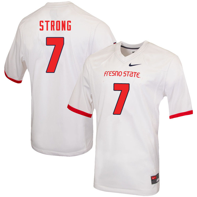 Men #7 Reggie Strong Fresno State Bulldogs College Football Jerseys Sale-White - Click Image to Close